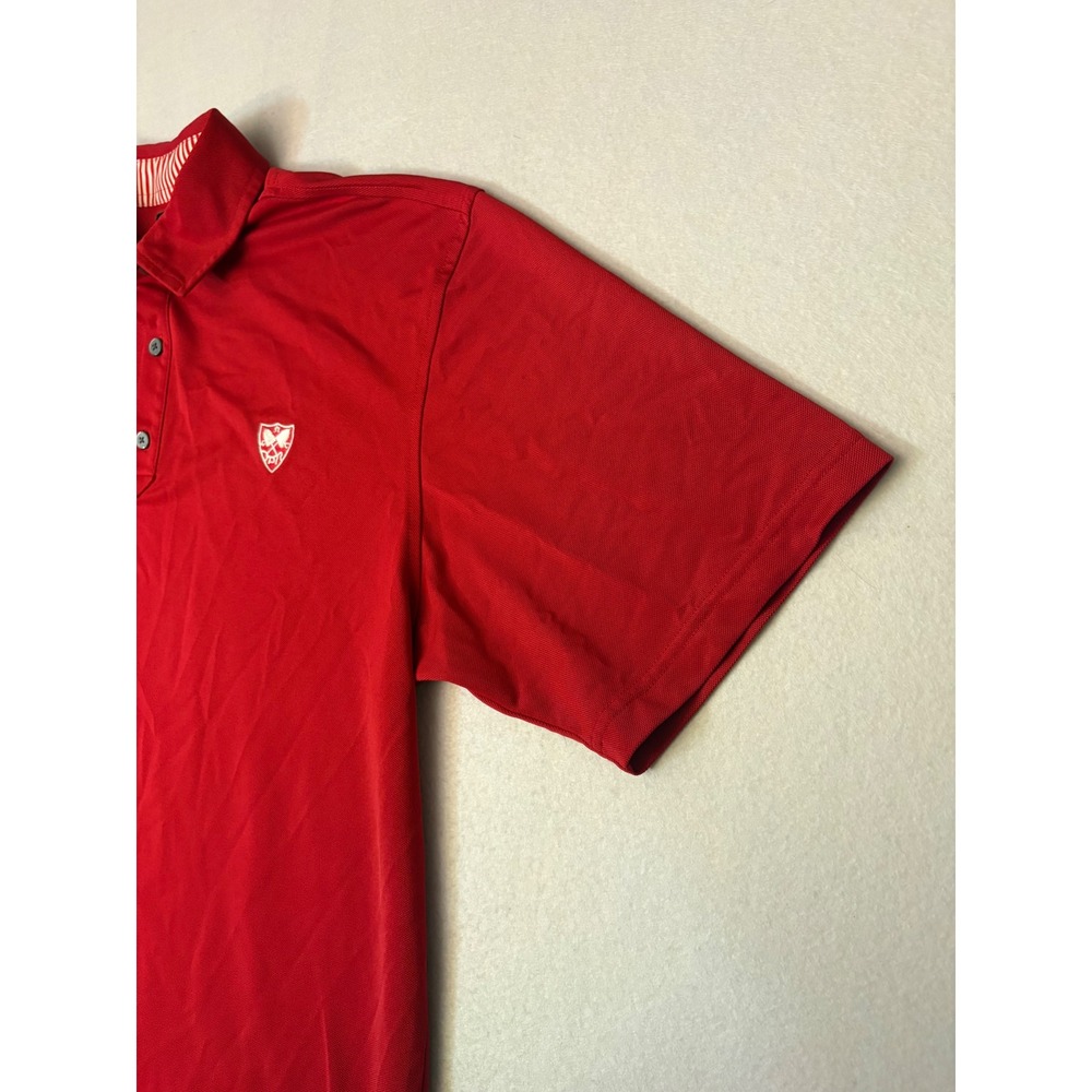 FootJoy Mens Red Performance Pique Golf Polo Shirt Crest Logo Large - Picture 3 of 8